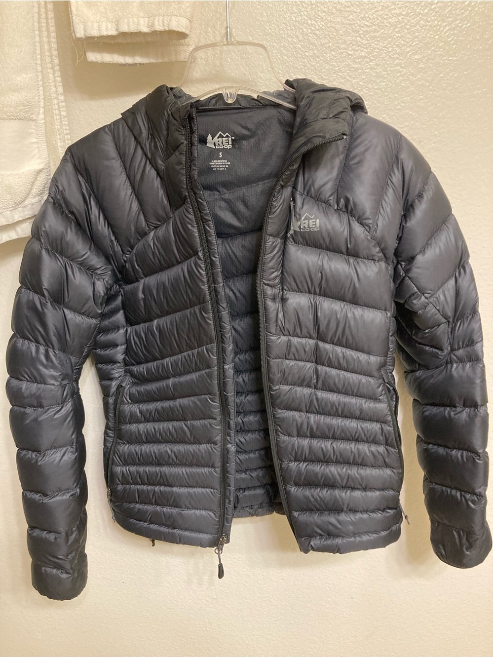 REI Women's Black Hooded Down Puffer Jacket with Hood